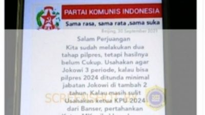 Beredar Narasi: PKI Siapkan Anggaran Rp 5 Trilyun untuk Memuluskan Presiden Jokowi 3 Periode, CEK FAKTA !