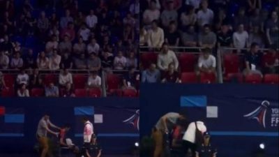 Lihat Jonatan Christie Jatuh dari Kursi Roda, Para Penonton Bule Ini Langsung Berhenti Tepuk Tangan