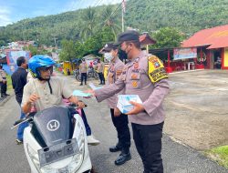 Kendornya Prokes , Polsek Siantan Bagikan Masker