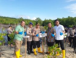 Kapolresta Barelang Mengikuti Penanaman 500 Pohon Mangrove di Pulau Setokok Secara Serentak Di Wilayah Polda Kepri