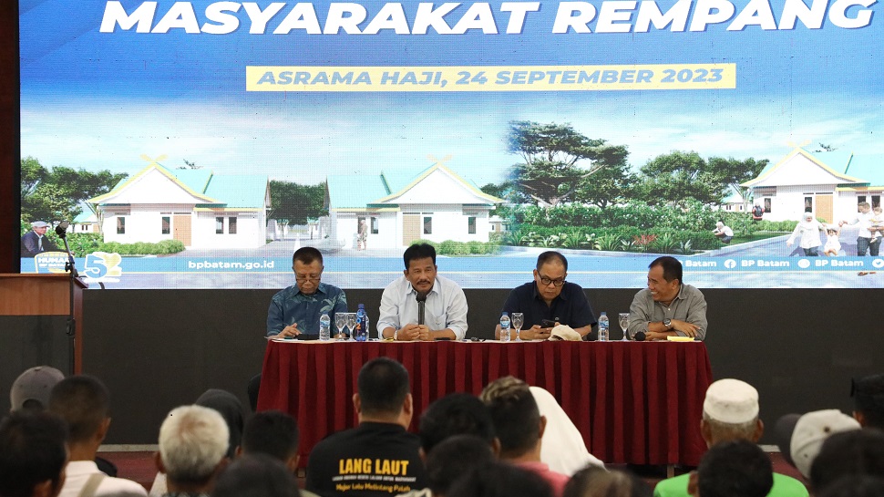 Kepala BP Batam sosialisasi perihal rencana pengembangan Kawasan Rempang (Foto : hms)