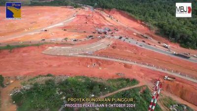 Progres terkini pekerjaan konstruksi Bundaran Punggur (Foto : hms)