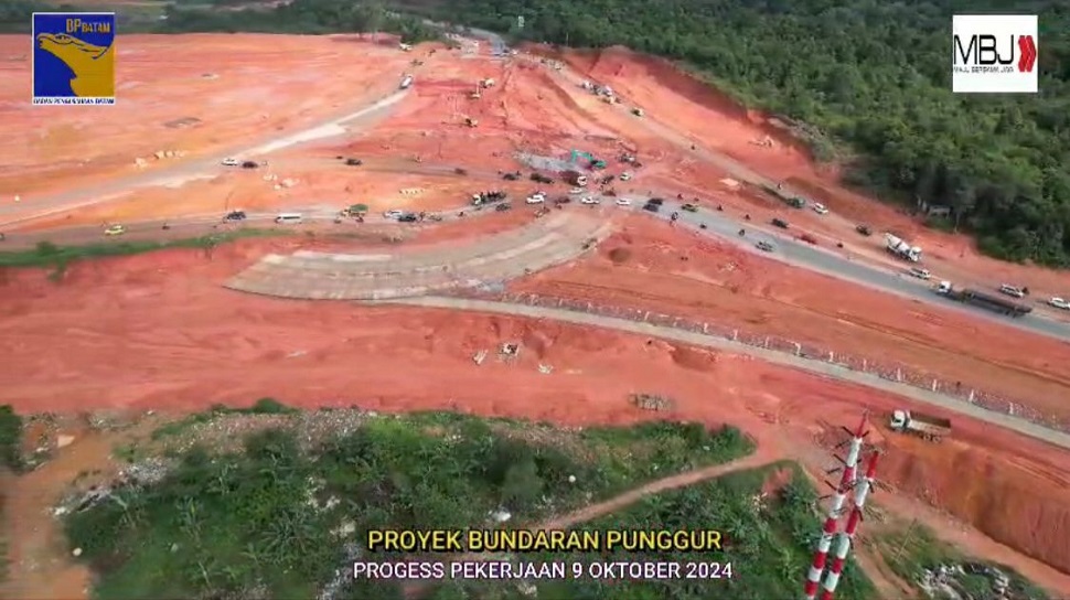 Progres terkini pekerjaan konstruksi Bundaran Punggur (Foto : hms)